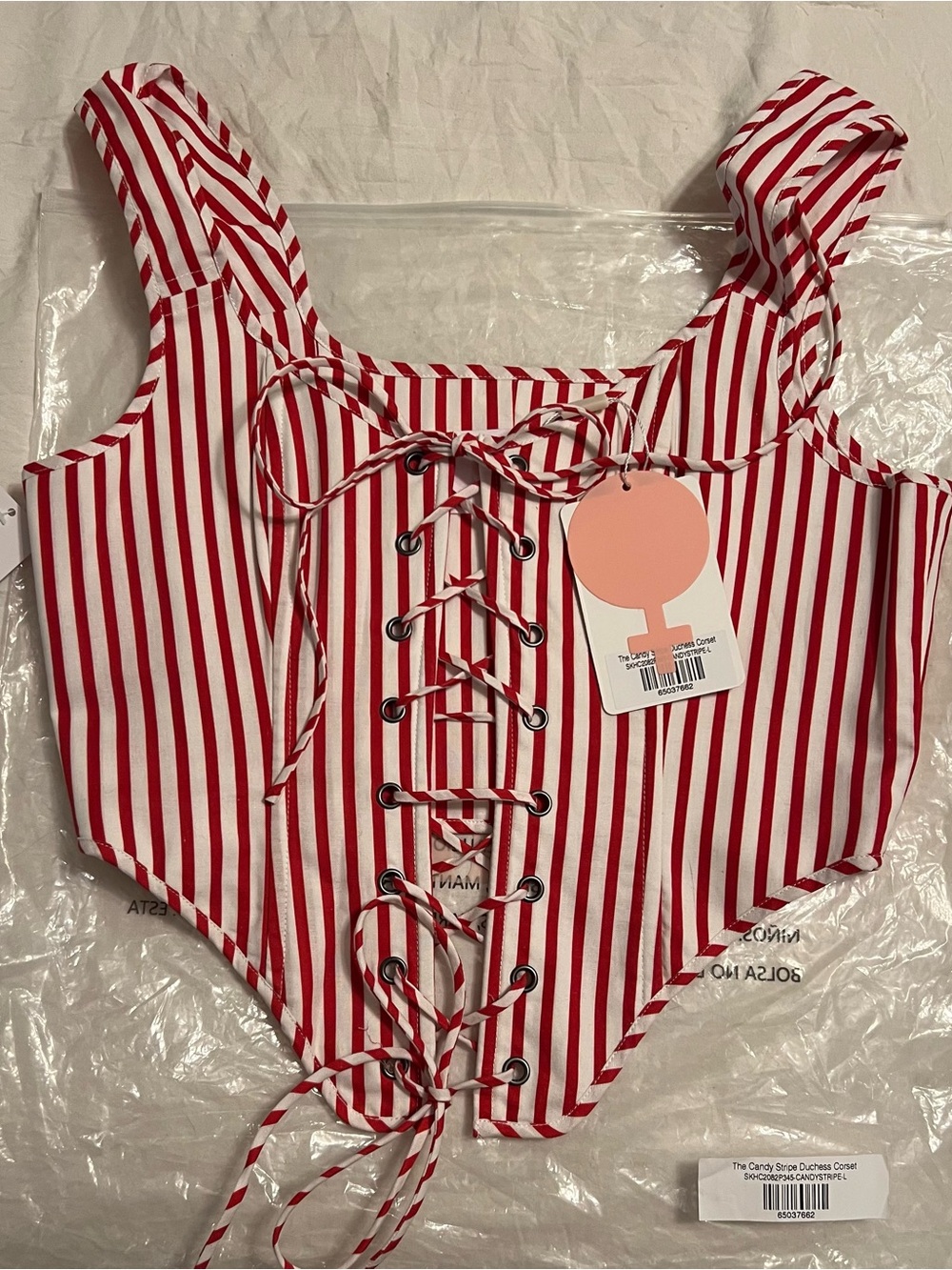 Selkie Red and White Striped Lace-Up